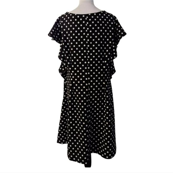 Lane Bryant black‎ & white polka dot dress Flutter sleeves plus size 18 20 2X - Picture 2 of 5